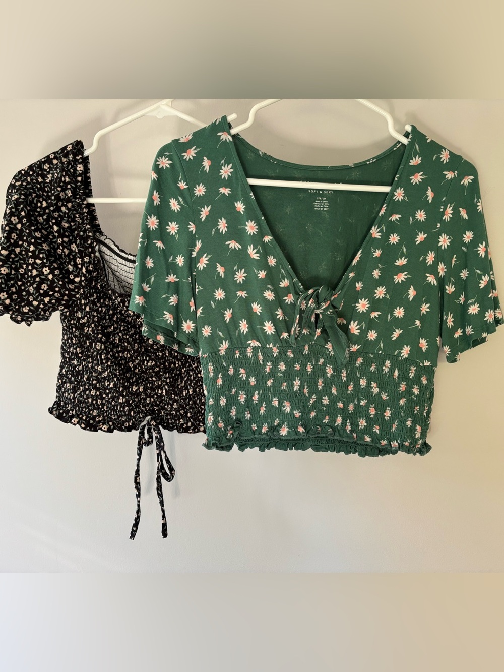 Floral Tie-Front Crop Top Combo